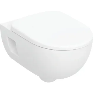 Zestaw wiszącej miski WC Geberit Selnova, Premium, lejowa, częściowo ukryte mocowania, Rimfree, z deską sedesową